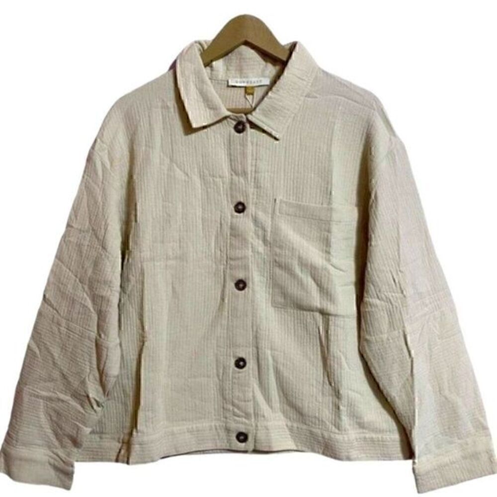 DownEast Women's 100% Cotton Quilted Jacket in Natural Size XL NWT​